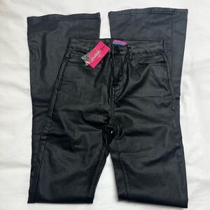 Edikted Black Flare & Wide Leg Leather Pants